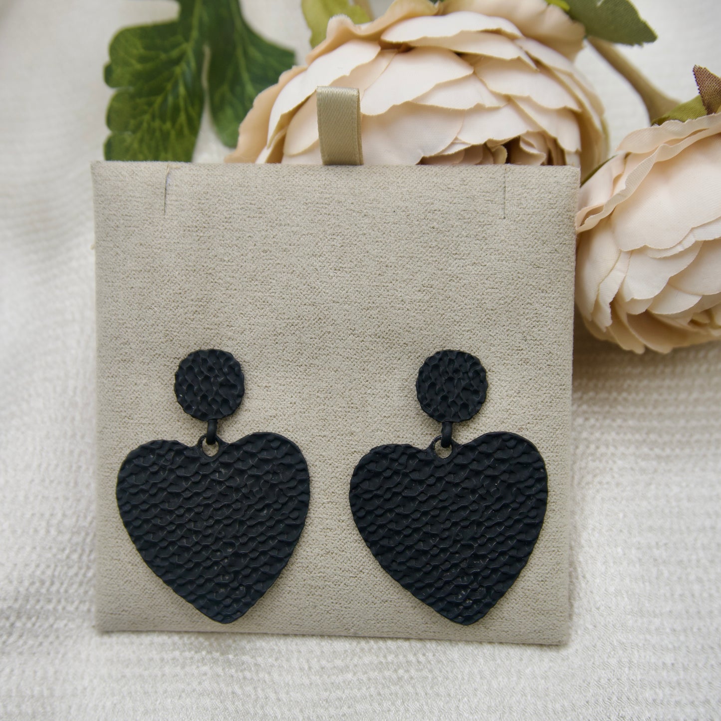 Black heart earrings